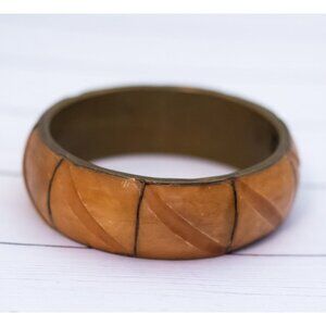 7 inch, Vintage Brown Ornamental Fashionable Bangle Bracelet - S35